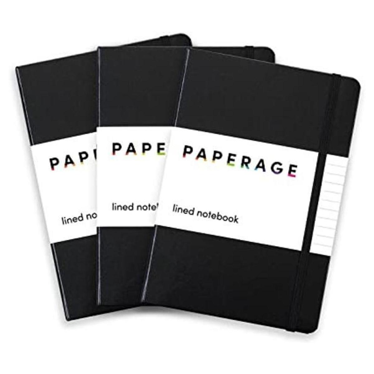 PAPERAGE Paquete de 3 cuadernos de líneas tapa dura