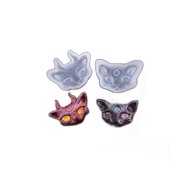FineInno 2 moldes de resina 3D para cabeza de gatito