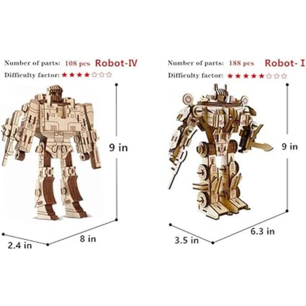 Rompecabezas robot de madera 3D juego de 4 piezas_2