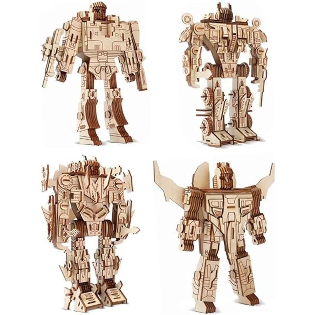 Rompecabezas robot de madera 3D juego de 4 piezas