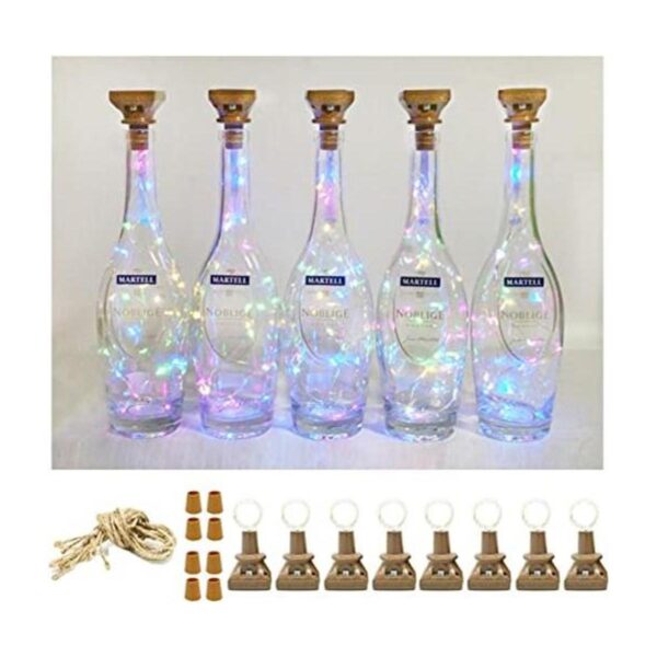 Paquete de 8 luces para botella de vino con energía solar