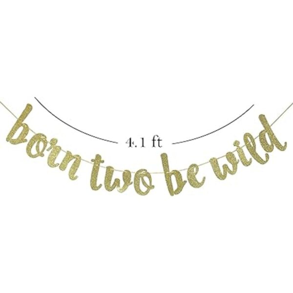 Born Two Be Wild Bandera con purpurina 2 años 2 años de_2