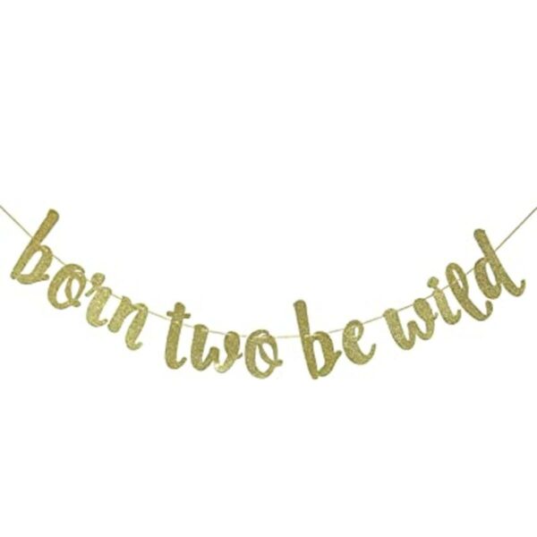 Born Two Be Wild Bandera con purpurina 2 años 2 años de_1