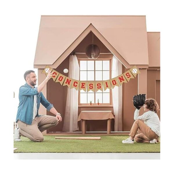 Rainlemon Yute Burlap Concesión Banner Béisbol Tema Bebé_2
