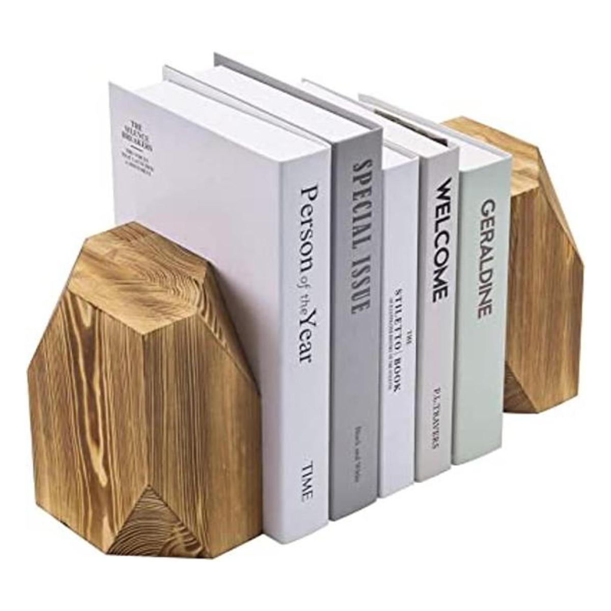 MyGift Sujetalibros de madera maciza con estilo