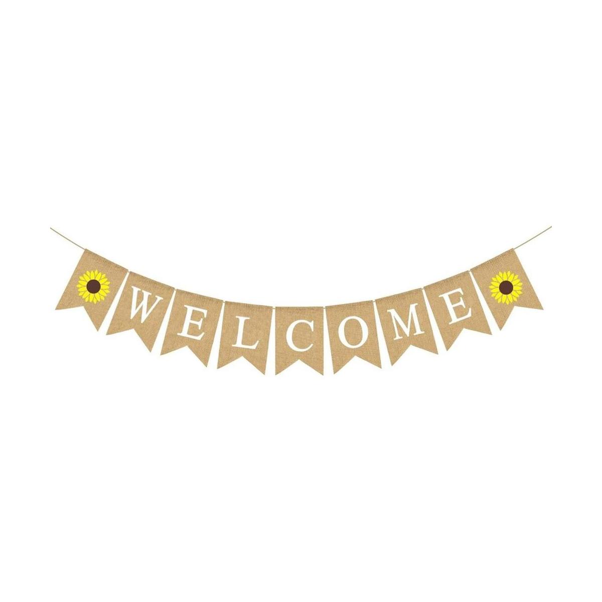 Rainlemon Bandera de yute de bienvenida con girasol de