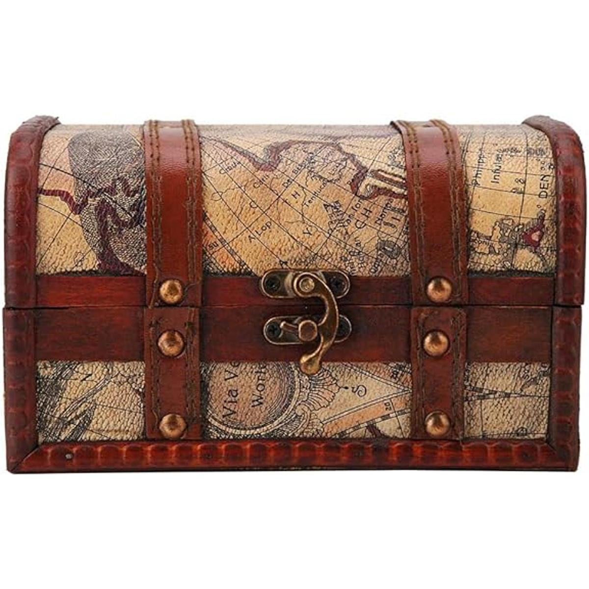 Cofre del tesoro pirata caja de madera decorativa hecha a