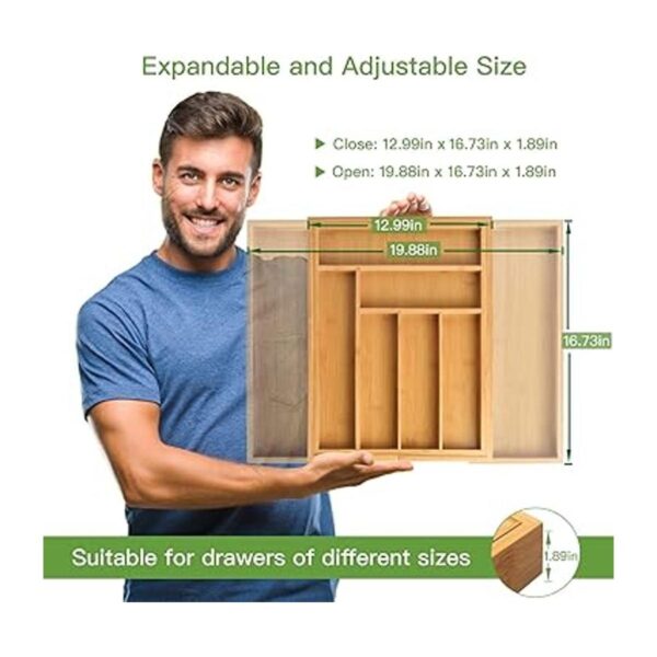 Pipishell Organizador de cajones expandible de bambú para_4
