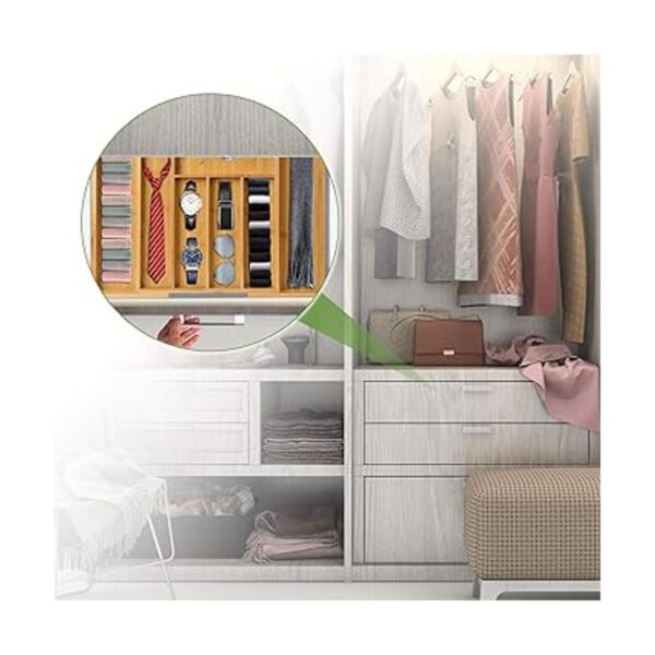 Pipishell Organizador de cajones expandible de bambú para_5