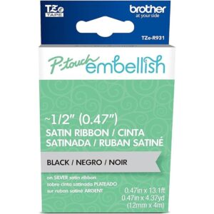 Brother Ptouch TZER931 Cinta de satén plateada con