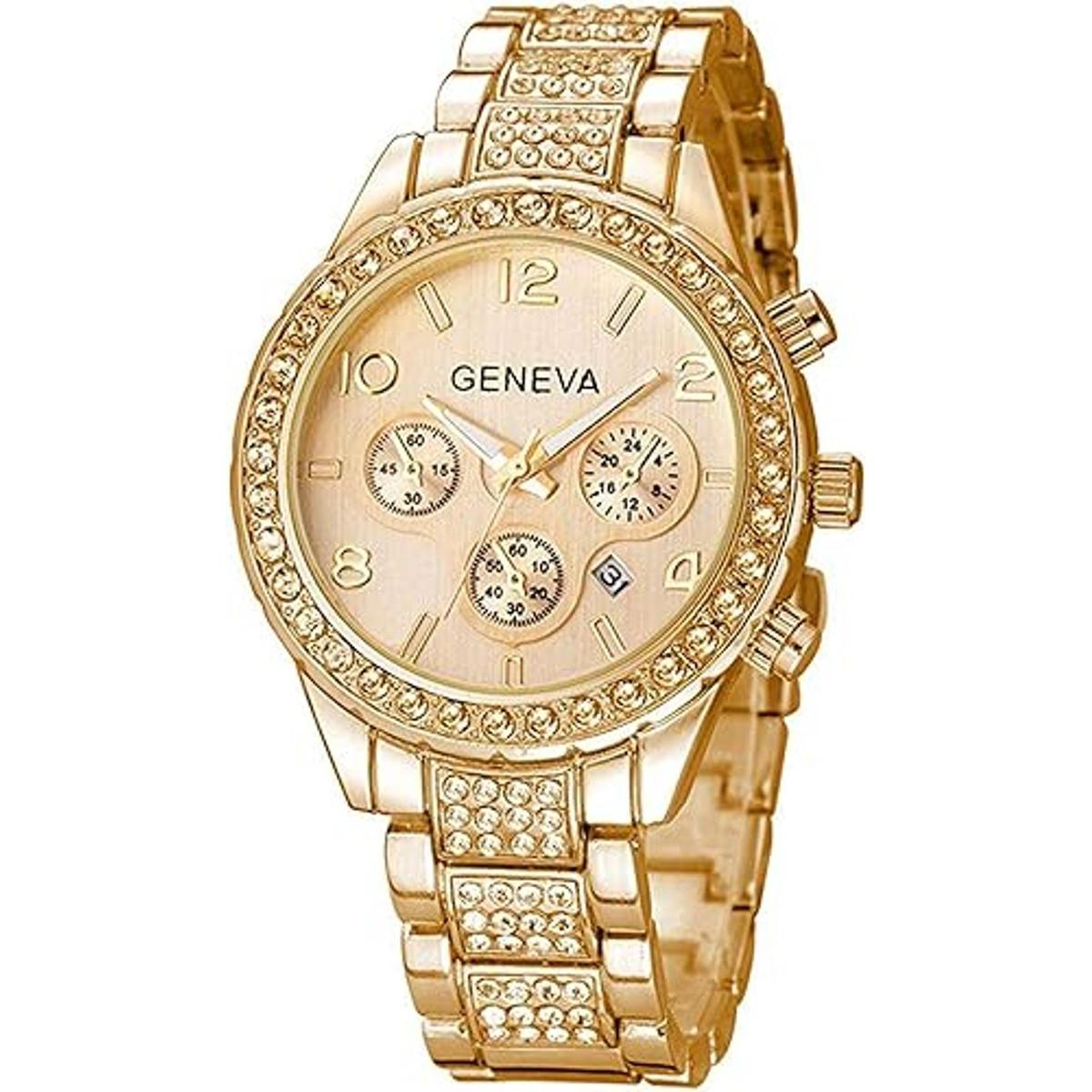 Reloj de cuarzo digital unisex con diseño de cristales y