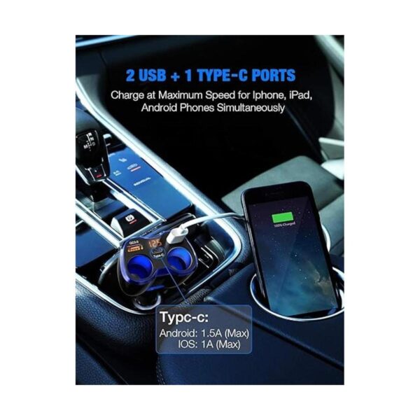 Cargador de automóvil 150 W 2 enchufes divisor de_4