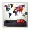Ameyahud Tapiz de mapa mundial de acuarela tapiz de mapa