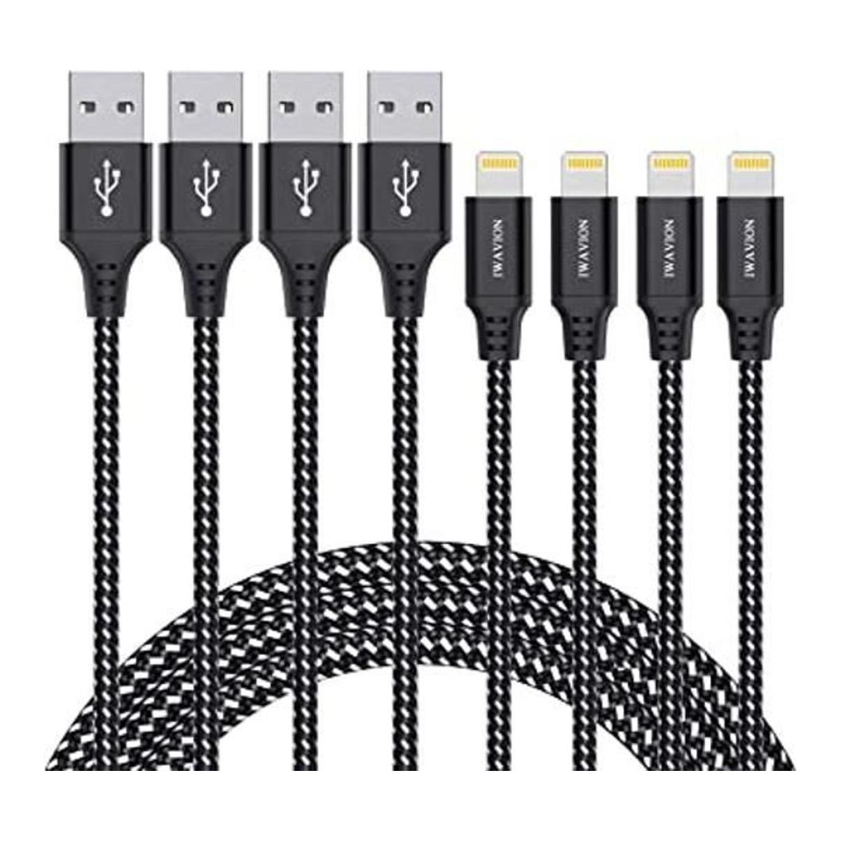 IWAVION Cable de carga para iPhone paquete de 4 cables