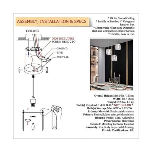 Mini luces colgantes de cristal para baño dormitorio_3