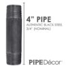 Pipe Decor Tubo de hierro fundido maleable de 34 x 4
