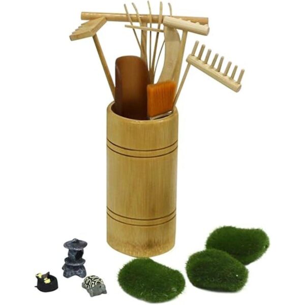 Mini Zen Garden Rake Tool Kit de meditación para jardín_3
