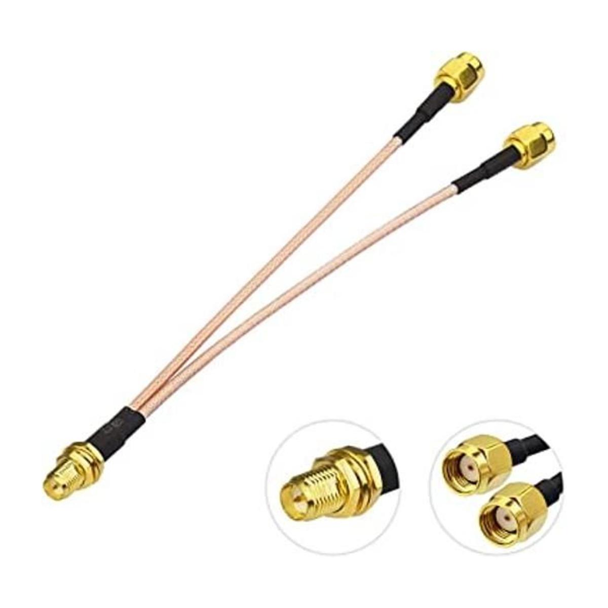 Bingfu RPSMA Adaptador de antena WiFi macho a doble RPSMA