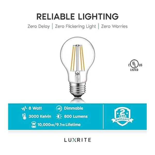 Luxrite Vintage A19 bombillas LED equivalentes a 60 W
