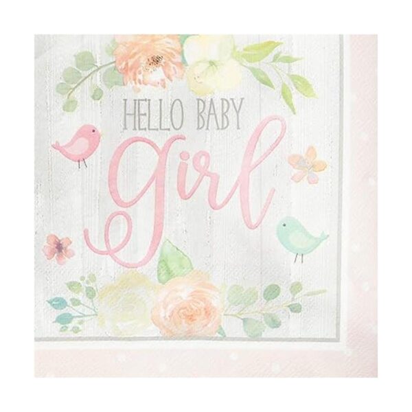 Servilletas de papel Hello Baby Girl para baby shower_5
