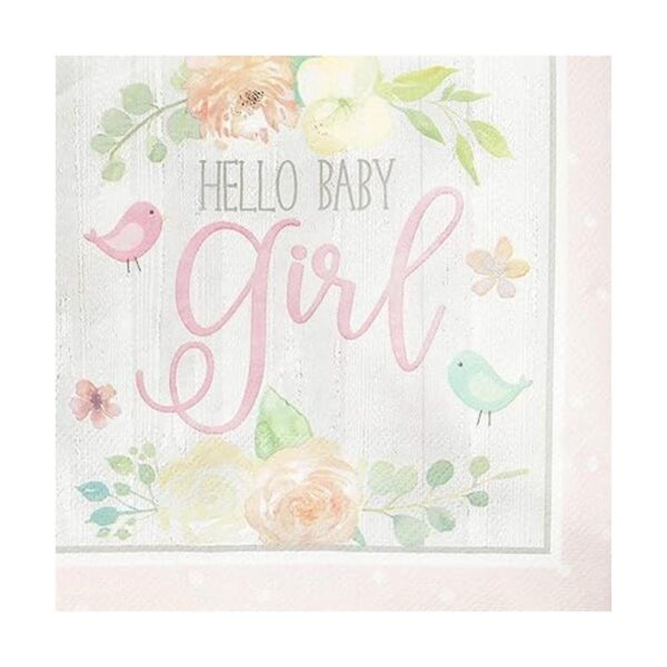 Servilletas de papel Hello Baby Girl para baby shower_3