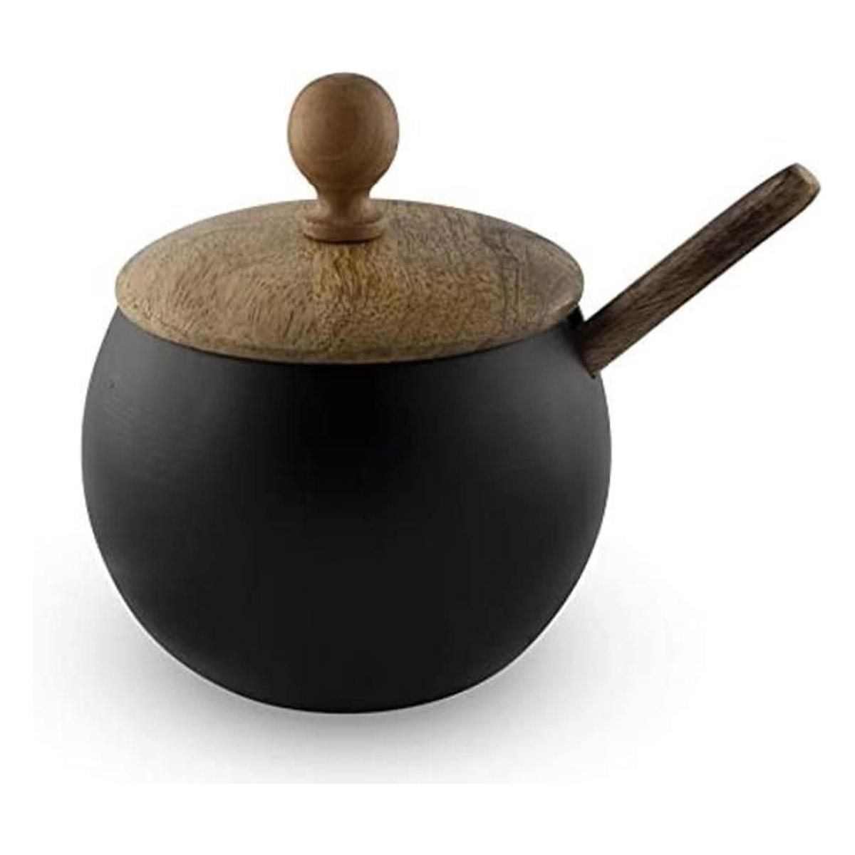 GoCraft Azúcar con tapa de madera y cuchara para el hogar