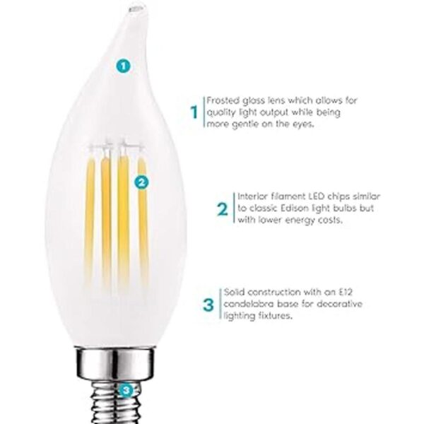 Luxrite Bombilla LED E12 de 5 W equivalente a 60 W 2700
