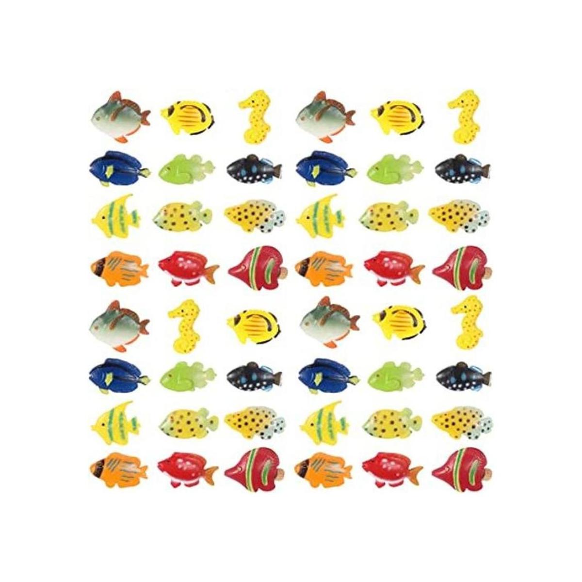Boao Juego de 48 figuras de peces tropicales recuerdos de