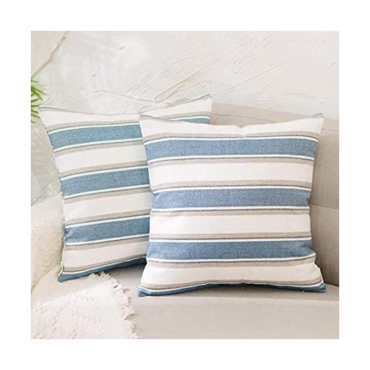 NATUS WEAVER Funda de almohada de lino a rayas