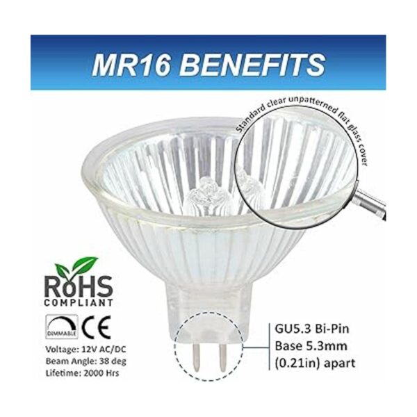 Simba Lighting Bombillas halógenas MR16 de 20 W y 12 V
