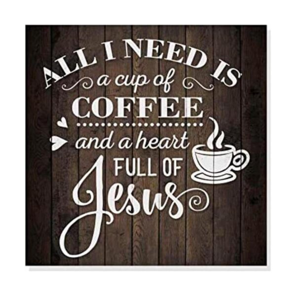 Letrero de café y Jesús Decoración de madera cristiana_1