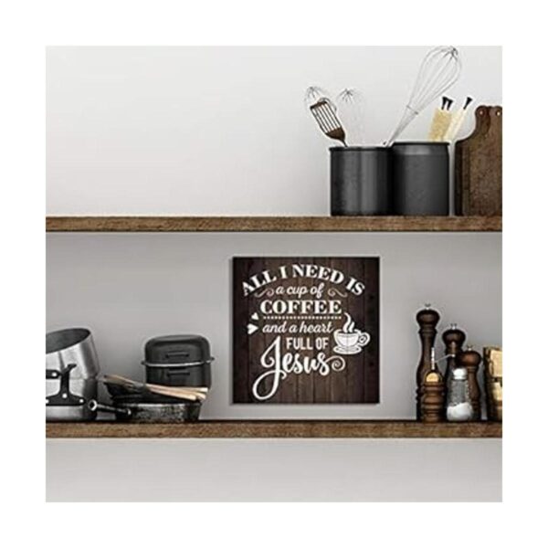 Letrero de café y Jesús Decoración de madera cristiana_2
