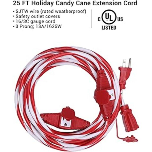 DEWENWILS 25 FT Candy Cane Outdoor Christmas Extension_3