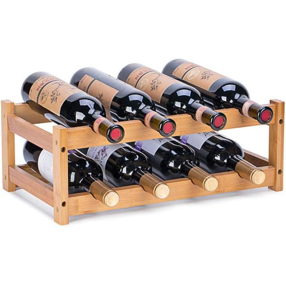 Fostersource Estante de almacenamiento de vino de bambú