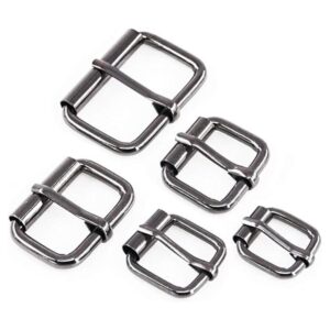 Swpeet 50 anillos de hebilla de rodillo de metal negro