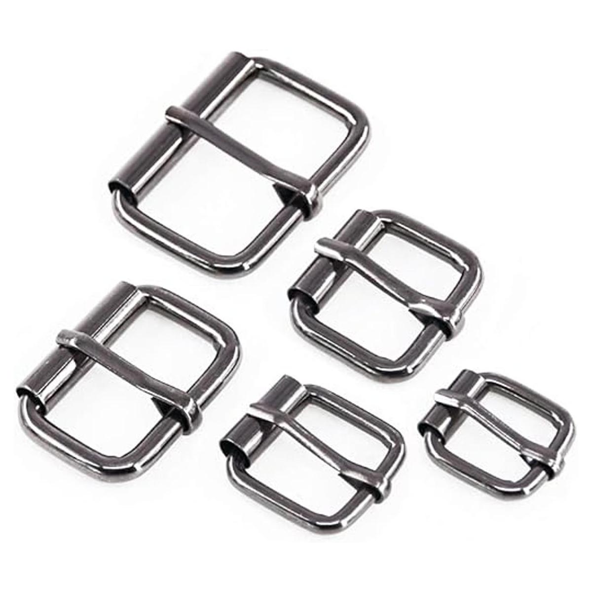 Swpeet 50 anillos de hebilla de rodillo de metal negro