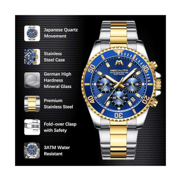 MEGALITH Relojes para hombre con acero inoxidable_6