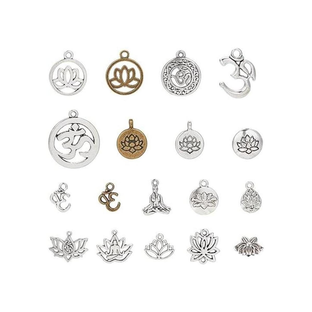 SUNNYCLUE 54 piezas 18 estilos mixto Lotus Yoga OM OHM