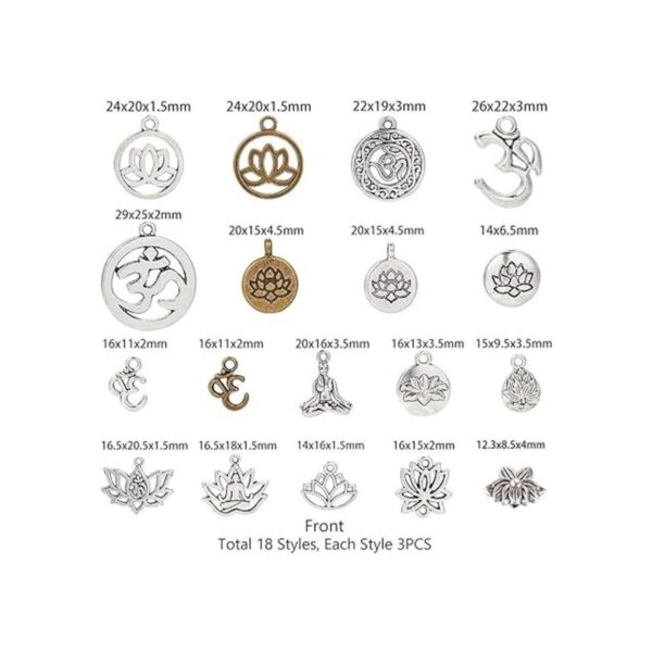 SUNNYCLUE 54 piezas 18 estilos mixto Lotus Yoga OM OHM