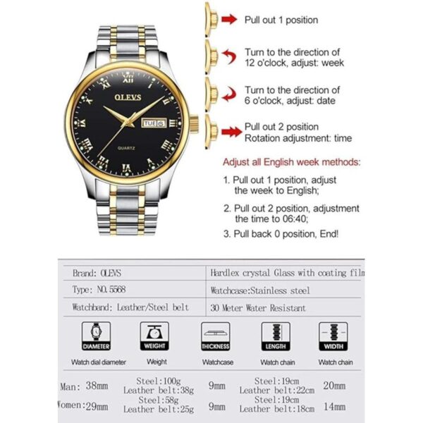 OLEVS Relojes clásicos negros impermeables para hombre_4