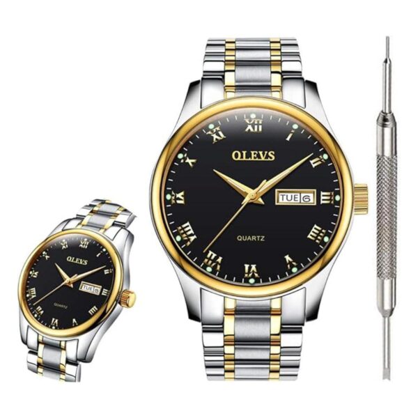 OLEVS Relojes clásicos negros impermeables para hombre_1