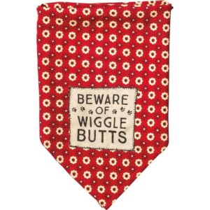 PBK Bandana para perro de rayón con texto Beware of_1