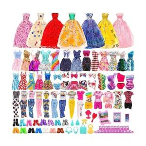 BARWA Paquete de 57 ropa y accesorios para muñecas 5