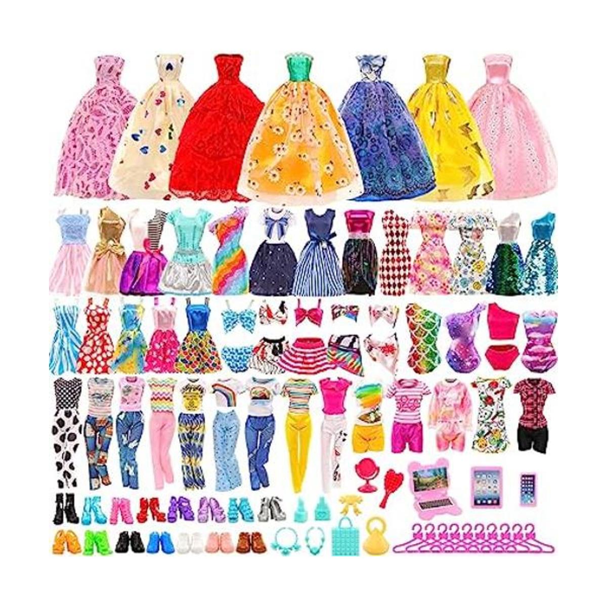 BARWA Paquete de 57 ropa y accesorios para muñecas 5