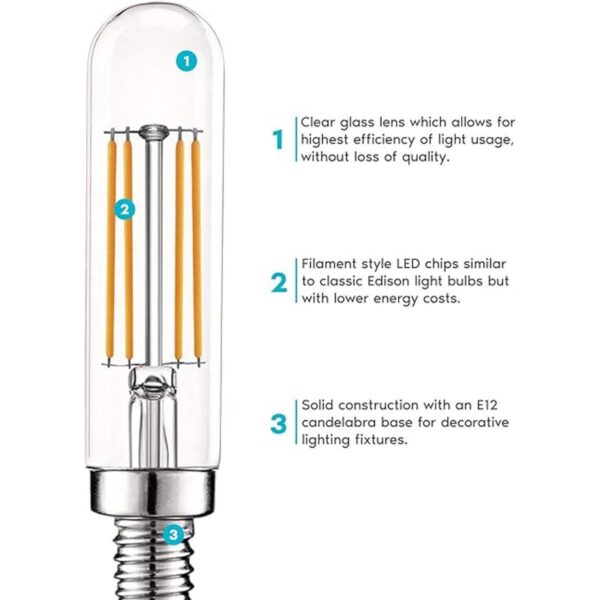 Luxrite Bombilla LED E12 vintage equivalente a 60 W T6_4