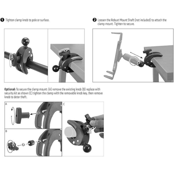 Arkon Soporte de abrazadera resistente con perilla de_4