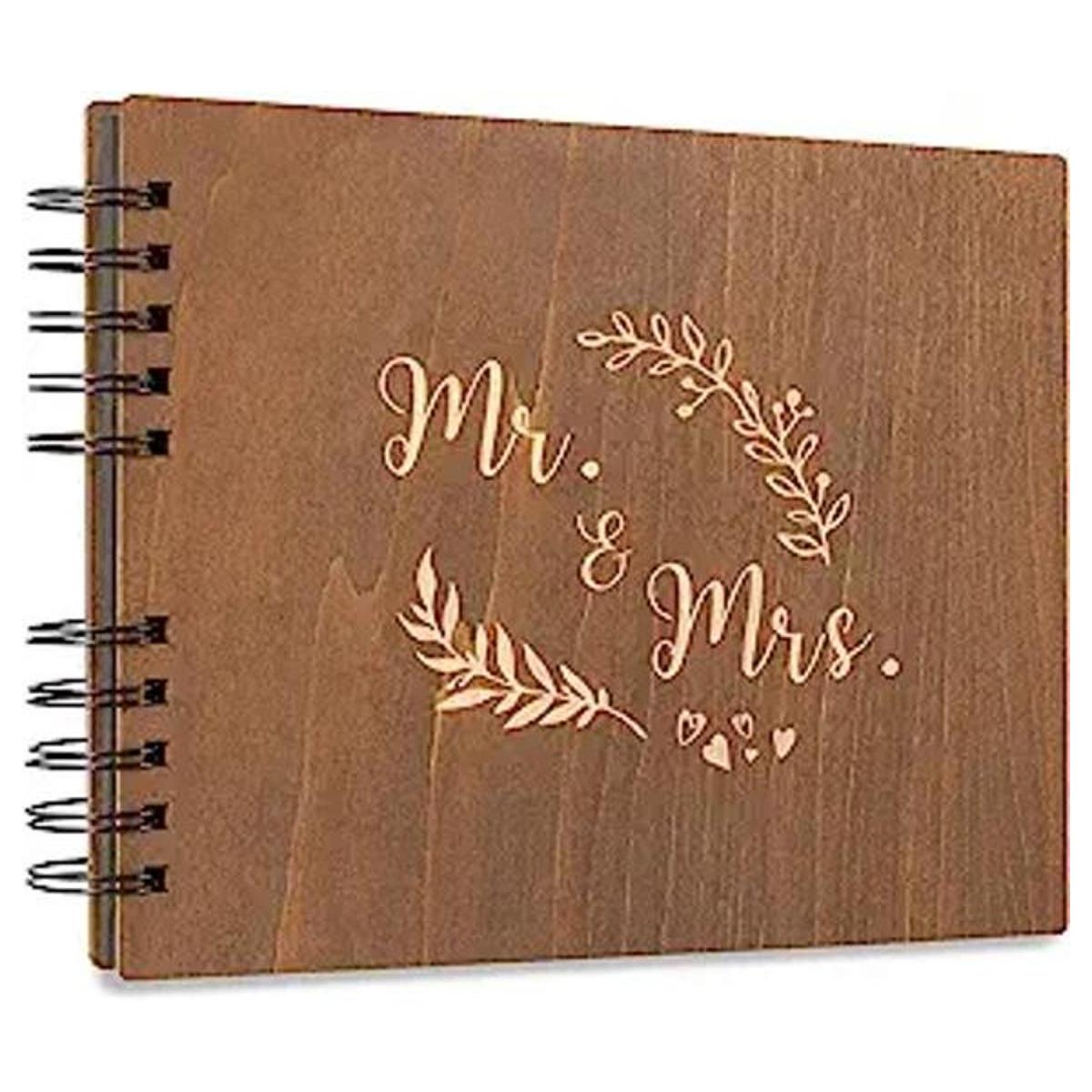 Creawoo lbum de invitados de madera MrMrs de 11