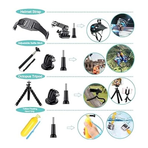Appolab Kit de accesorios de cámara de acción 61 en 1 para_3