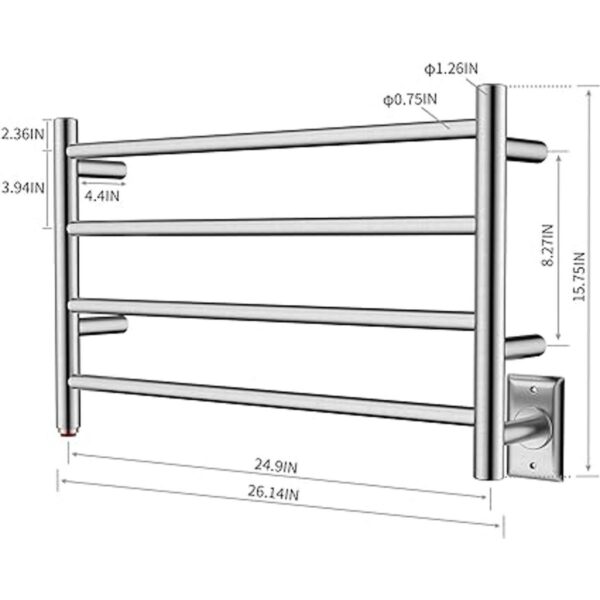 HEATGENE Calentador de toallas de baño de 4 barras_6