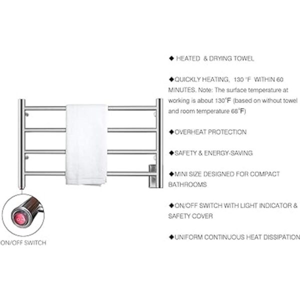 HEATGENE Calentador de toallas de baño de 4 barras_5